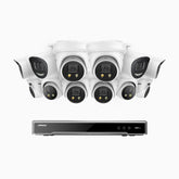 H800X - 4K 16 Channel PoE Security System with 4 Bullet & 8 Turret Cameras, 1/1.8'' BSI Sensor, f/1.6 Aperture (0.003 Lux), Siren & Strobe Alarm,Two-Way Audio, Human & Vehicle Detection, Perimeter Protection, Works with Alexa, All-Metal Housing